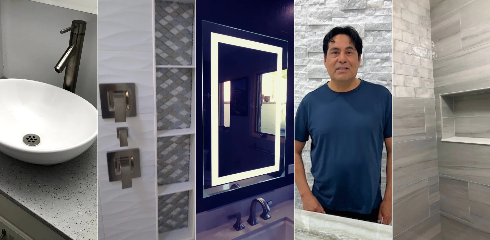 Collage of recent bathroom remodels by JT Moderna
